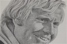 Jack Nicklaus Signed Jack Nicklaus Pencil Sketch Print JSA ALOA