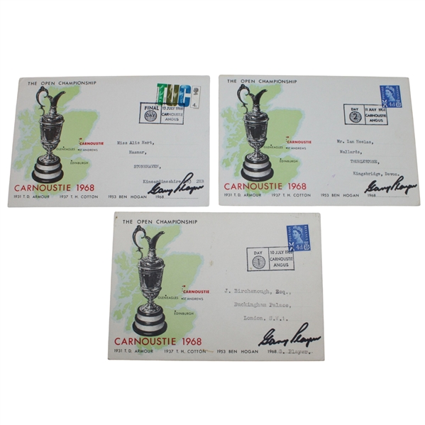 Three (3) Gary Player Signed 1968 Open Championship at Carnoustie FDCs JSA ALOA