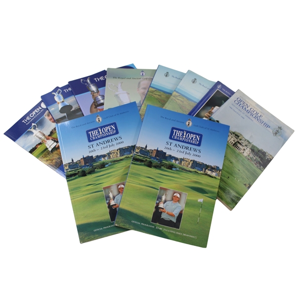 Ten (10) Open Championship Programs - 1993-2012 - Includes (2) 2000 From Tiger Win