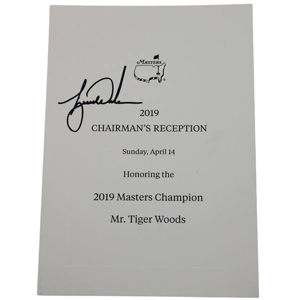 Tiger Woods Signed 2019 Masters Champion Chairmans Reception Dinner Menu - Night of Win! JSA ALOA