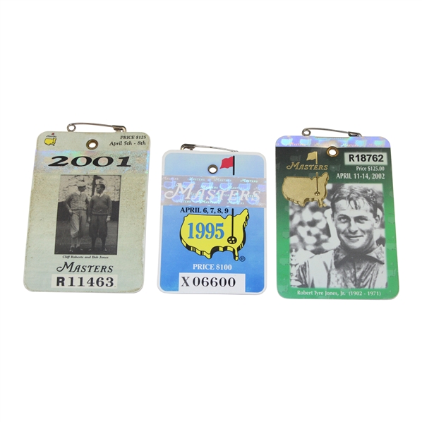 1995, 2001 & 2002 Masters Tournament SERIES Badges - Tiger Debut plus Back-to-Back