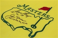 Jack Nicklaus & Gary Player Signed Undated Masters Embroidered Flag w/Years Won JSA ALOA