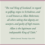 Buy Now: 'Allan Robertson of St Andrews: The King of Clubs' Book by Roger McStravick & Bill Williams