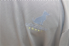 John Daly Signed Grey & Light Grey Striped Dignity Collared Shirt with Sponsors JSA ALOA