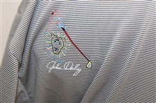 John Daly Signed Grey & Light Grey Striped Dignity Collared Shirt with Sponsors JSA ALOA