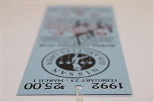 Tiger Woods Signed 1992 Nissan Open Full Debut Ticket w/Time Period JSA 10 Signature & '16yrs'