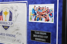 Rory, Rahm, Hovland & Full Winning Europe Signed 2023 Ryder Cup at Marco Simone Flag Display - Framed BAS #AC49723