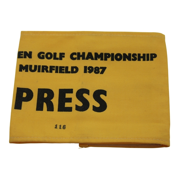 1987 Open Championship at Muirfield Press Armband - Nick Faldo Winner