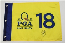 Spieth, Fowler, Smith & Cantlay Signed 2025 PGA Championship at Quail Hollow Flags JSA ALOA