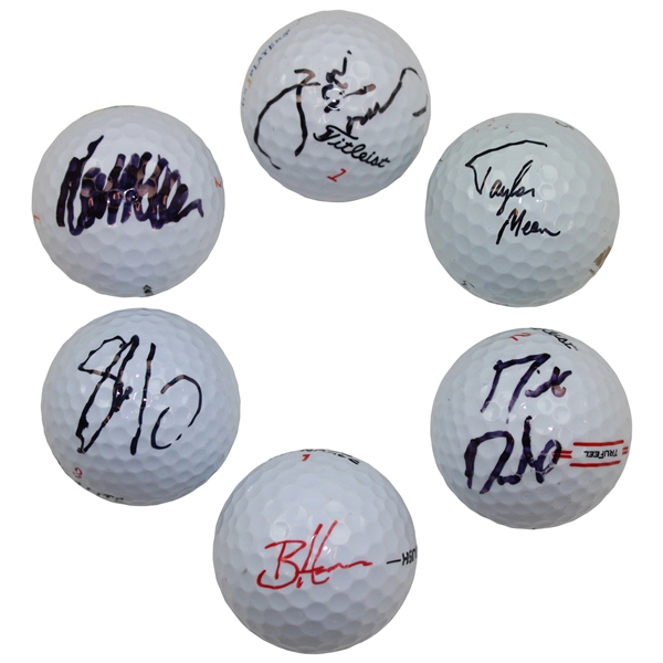 Harmon, Dunlap, Lowry, Spieth, Pavon & Moore Signed Golf Balls In Box JSA ALOA
