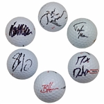Harmon, Dunlap, Lowry, Spieth, Pavon & Moore Signed Golf Balls In Box JSA ALOA