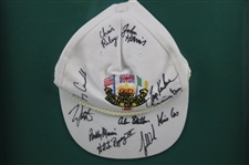 Tiger Woods & Team USA Signed 1995 Walker Cup at Royal Porthcawl Hat - Framed JSA ALOA