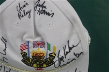 Tiger Woods & Team USA Signed 1995 Walker Cup at Royal Porthcawl Hat - Framed JSA ALOA