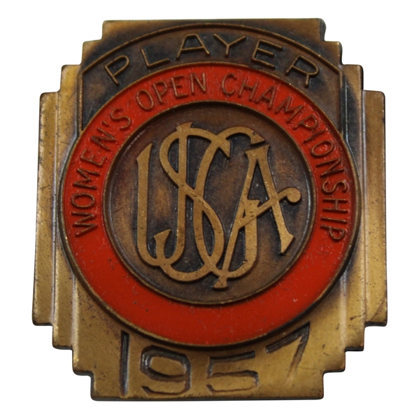 1957 US Womens Open at Winged Foot Contestant Badge - Betsy Rawls Winner