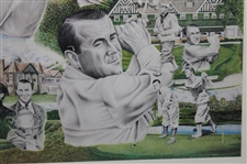 'The Grand Slam' Collage Print Featuring Gene Sarazen, Ben Hogan, Jack Nicklaus & Gary Player by Artist Michael Marron - Framed