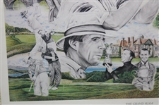 'The Grand Slam' Collage Print Featuring Gene Sarazen, Ben Hogan, Jack Nicklaus & Gary Player by Artist Michael Marron - Framed