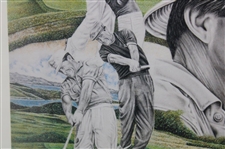 'The Grand Slam' Collage Print Featuring Gene Sarazen, Ben Hogan, Jack Nicklaus & Gary Player by Artist Michael Marron - Framed