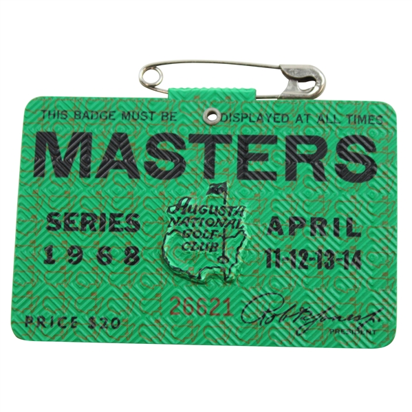 1968 Masters Tournament SERIES Badge #26621 - Bob Goalby Winner