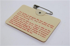 1970 Masters Tournament SERIES Badge #5073 - Billy Casper Winner