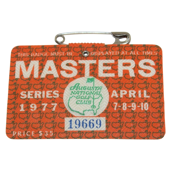 1977 Masters Tournament SERIES Badge #19669 - Tom Watson Winner