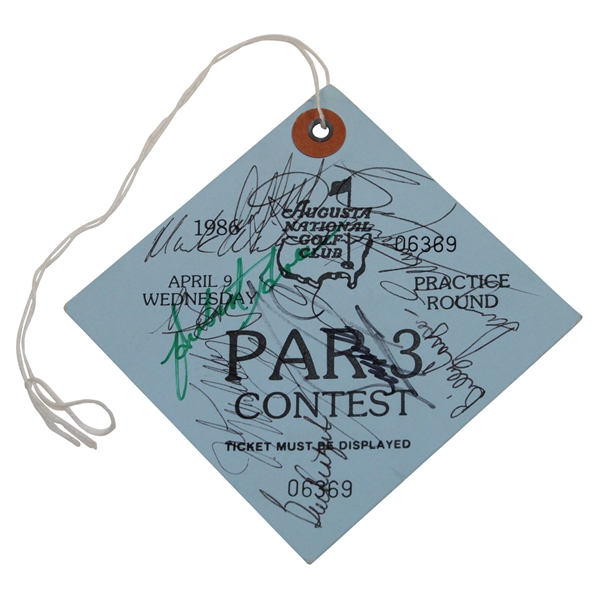 Seve, Palmer, Payne & More Signed 1986 Par 3 Contest Wednesday Practice Round Ticket JSA ALOA