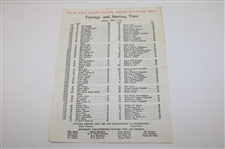 1966 Masters Tournament Complete Thursday-Sunday Pairing Sheets - Jack Nicklaus Win