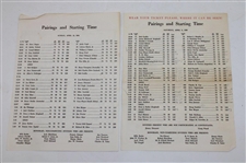Nine (9) Various Masters Tournament Pairing Sheets - 1962, 1964, 1966 Saturday & 1969