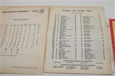 Twenty Three (23) Masters Tournament Pairing Sheets, Par 3, Computer Analysis Sheets & Parking Passes
