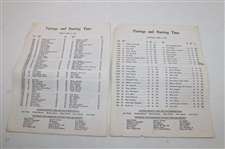 Twenty Three (23) Masters Tournament Pairing Sheets, Par 3, Computer Analysis Sheets & Parking Passes