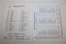Fourteen (14) Various Masters Pairing Sheets from Tiger Woods Wins - 1997, 2001, 2002, 2005 & 2019