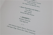 2002 Masters Champion Dinner Menu - Night of Win 4.14.02 - Tiger Woods Win