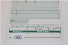 Ben Hogan Signed Shady Oaks Country Club Restaurant Receipt JSA #AI55791