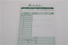 Ben Hogan Signed Shady Oaks Country Club Restaurant Receipt JSA #AI55791