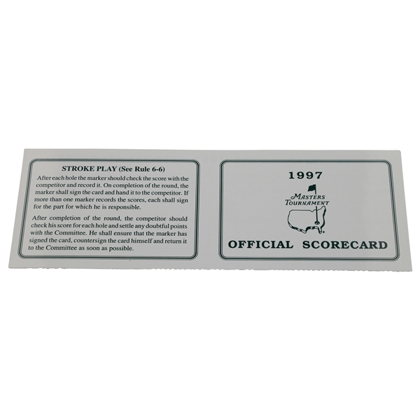 1997 Masters Tournament Official Scorecard - Tiger Woods First Master Win