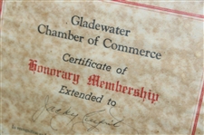Jacky Cupit's 1963 Gladewater Chamber Of Commerce Honorary Membership