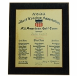 Jacky Cupits 1960 Golf Coaches Association All America Golf Team Award Plaque - Jack Nicklaus 1st Team