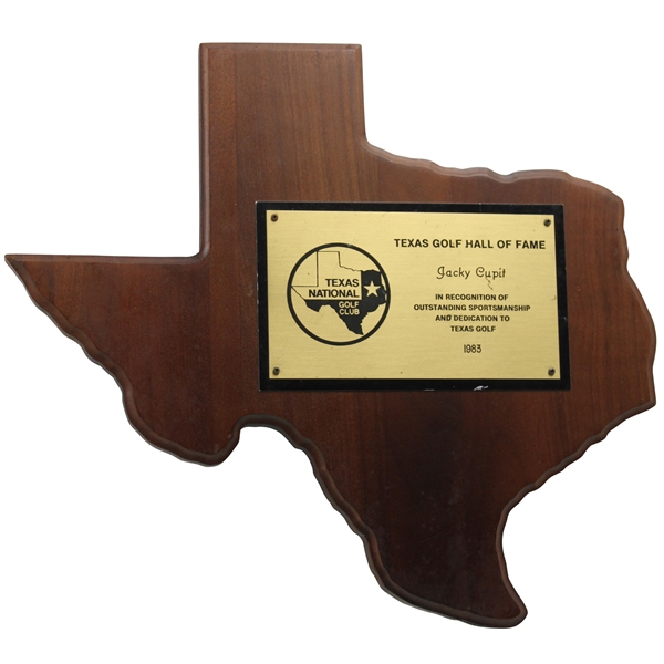 Jacky Cupits 1983 Texas Hall Of Fame Award Plaque