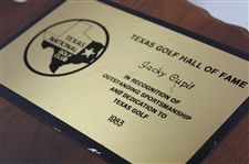 Jacky Cupit's 1983 Texas Hall Of Fame Award Plaque