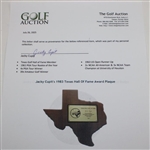 Jacky Cupit's 1983 Texas Hall Of Fame Award Plaque
