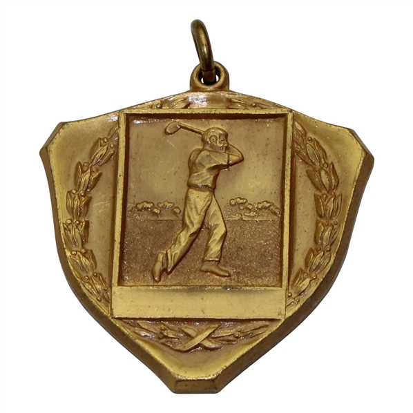 Jacky Cupits 1956 Unmarked Post Swing Golfer Gold Tone Medal