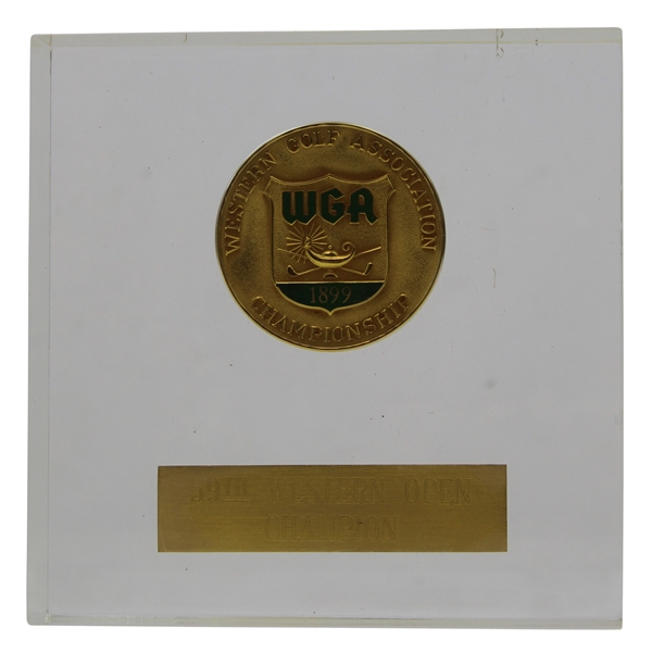 Jacky Cupits 1962 Western Open at Medinah Winner Medal in Lucite Trophy