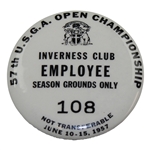 1957 US Open at Inverness Ceramic Tee Marker w/Employee Badge - Nicklaus PGA Tour Debut