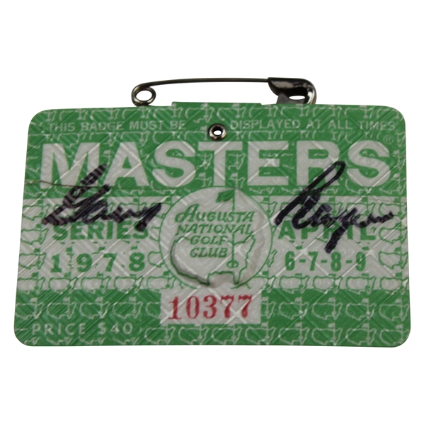 Gary Player Signed 1978 Masters Tournament SERIES Badge #10377 JSA ALOA