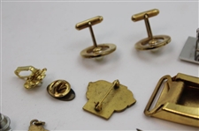 Various Cufflinks, Pins, Belt Buckle & other Golf Theme Items From The Collection of Jacky Cupit