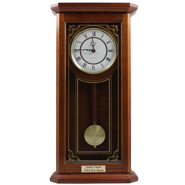 Jacky Cupit Gifted Walnut Bulova Westminster Chiming Clock for 1963 US Open Runner-Up Finish