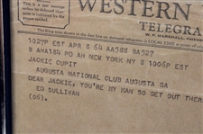 Ed Sullivan 1964 Western Union Telegram to Jacky Cupit You're my man so get out there and do it at The Masters