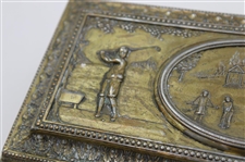 Golf Themed Gold Tone JB Pat Trinket Box