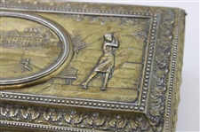 Golf Themed Gold Tone JB Pat Trinket Box
