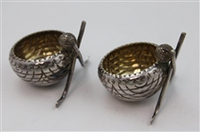 Two (2) Golf Themed Salt & Pepper Dished with Spoons in Box