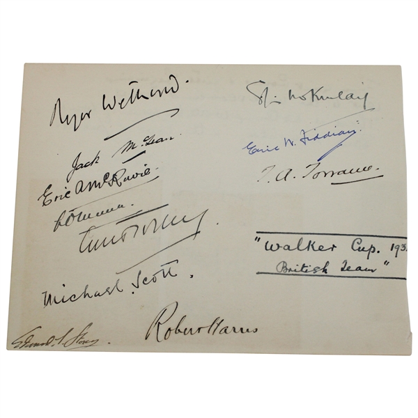 1934 British Walker Cup Team Signed Album Page JSA ALOA